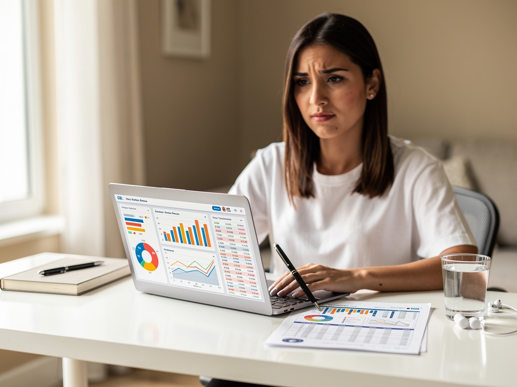 Emprendedor revisando proyecciones financieras y estructura de regalías de una franquicia en laptop moderna